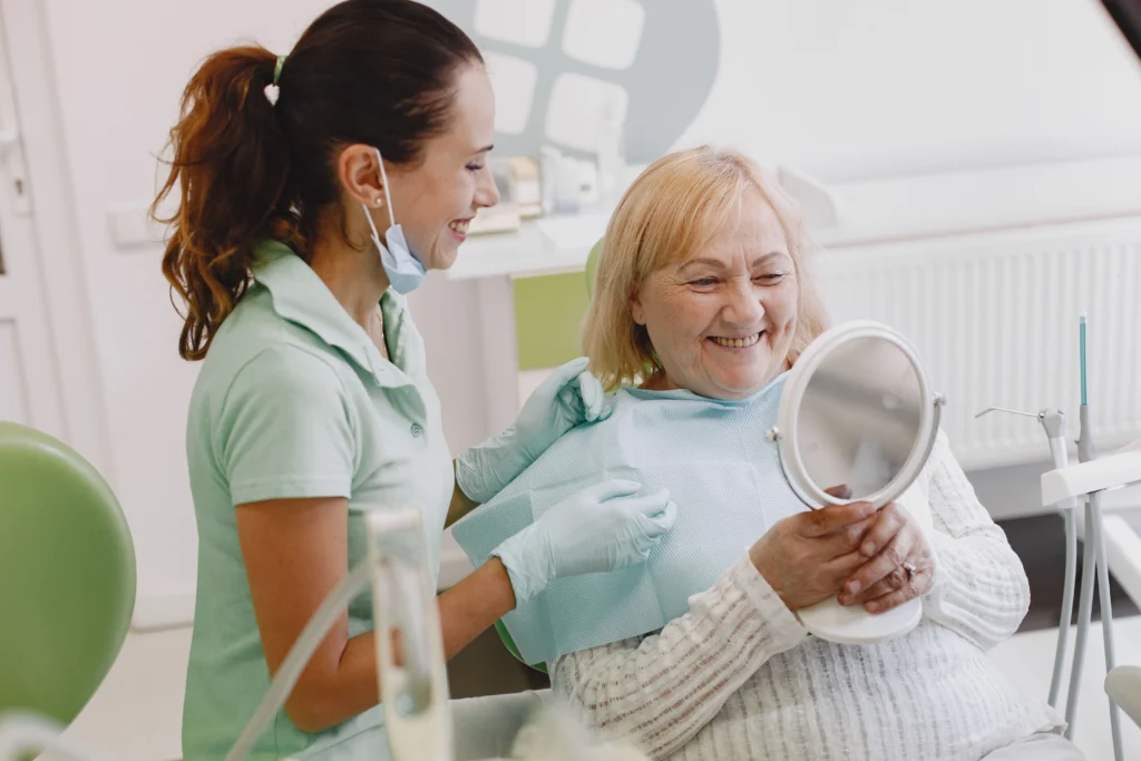 caregiver helping senior