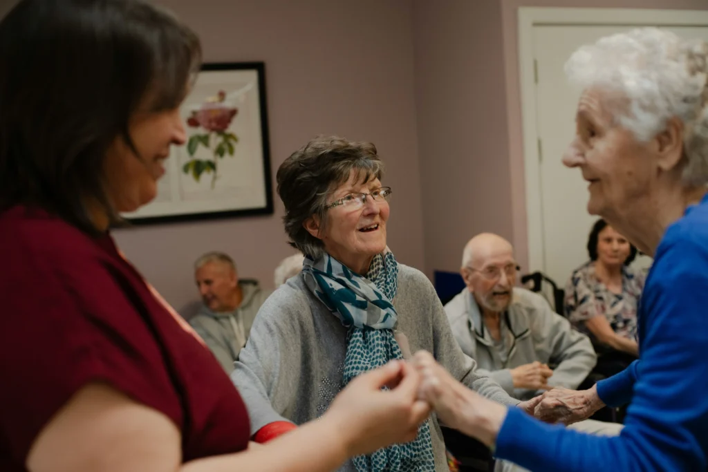 family caregiver taking time for self care support during parent's assisted living transition