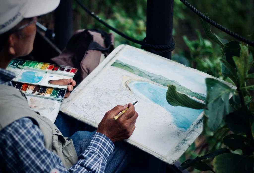 senior painting watercolor art activity