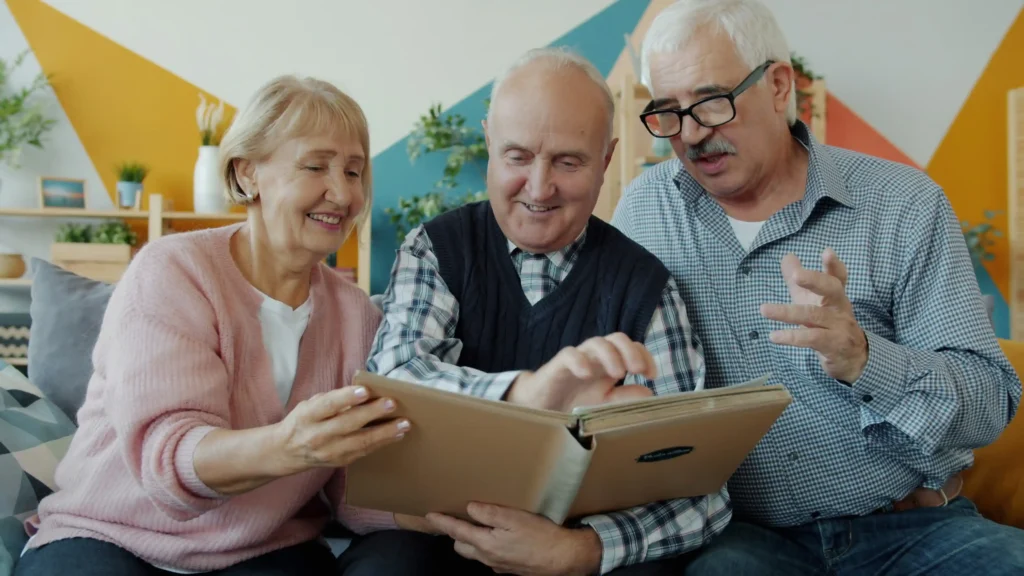 Family comparing in-home care and assisted living costs on paper